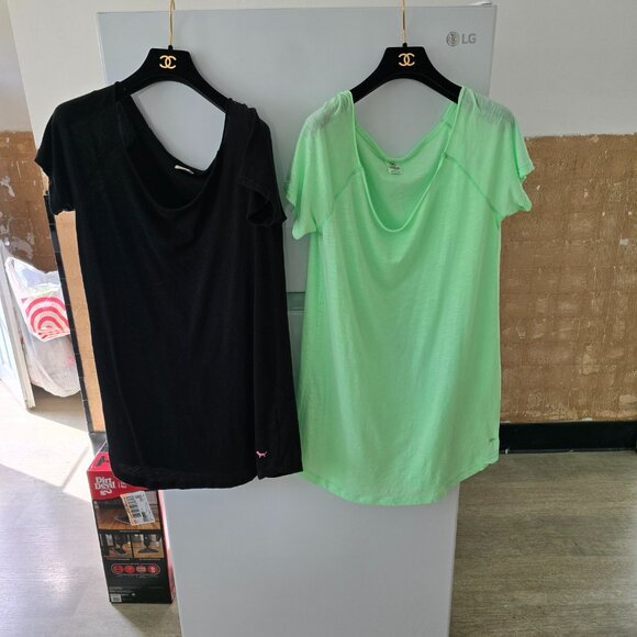Victoria Secret Shirt Dresses Black M & Neon Green in L T-Shirts L/S Shirt RARE - Picture 12 of 12